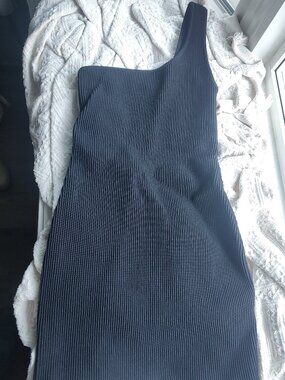 Babaton Aritzia Bodycon Asymmetrical Mini Dress Black